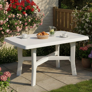 Raspberry, Tavolo da Esterno 6 Posti Made in Italy, 138x88x72h cm Bianco