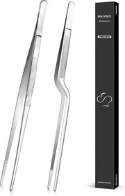 Pincet da cucina da 30 cm con punte di precisione a tang, acciaio inossidabile, pincet professionale per chef, utensile da cucina per BBQ, impiattamento e servizio