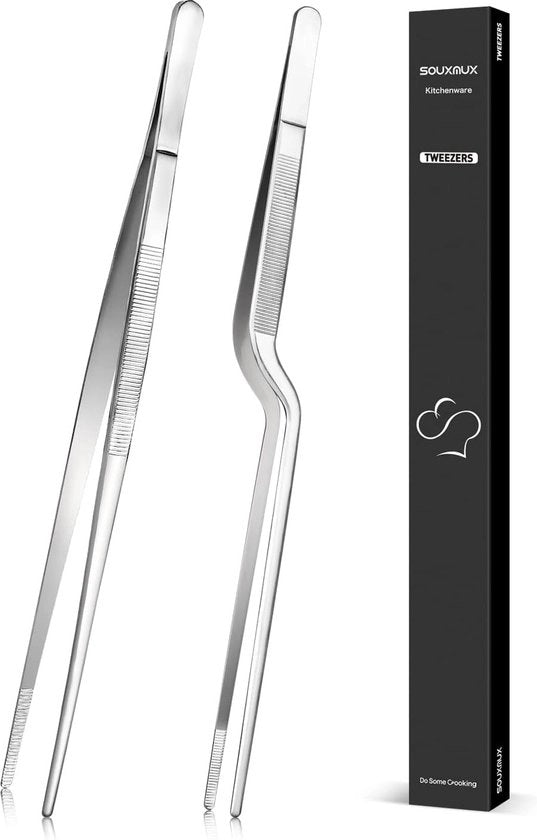 Pincet da cucina da 30 cm con punte di precisione a tang, acciaio inossidabile, pincet professionale per chef, utensile da cucina per BBQ, impiattamento e servizio