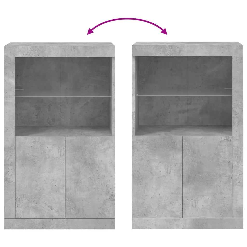 Mobiletto laterale dal design moderno con illuminazione a LED 60,5 x 37 x 100 cm ampio spazio contenitivo legno grigio cemento 02_0049359