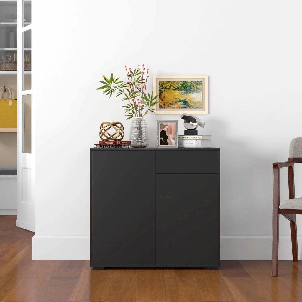 Armadio con 2 cassetti e 2 ante ¨C Zephmum ¨C Nero 79x36x74 cm