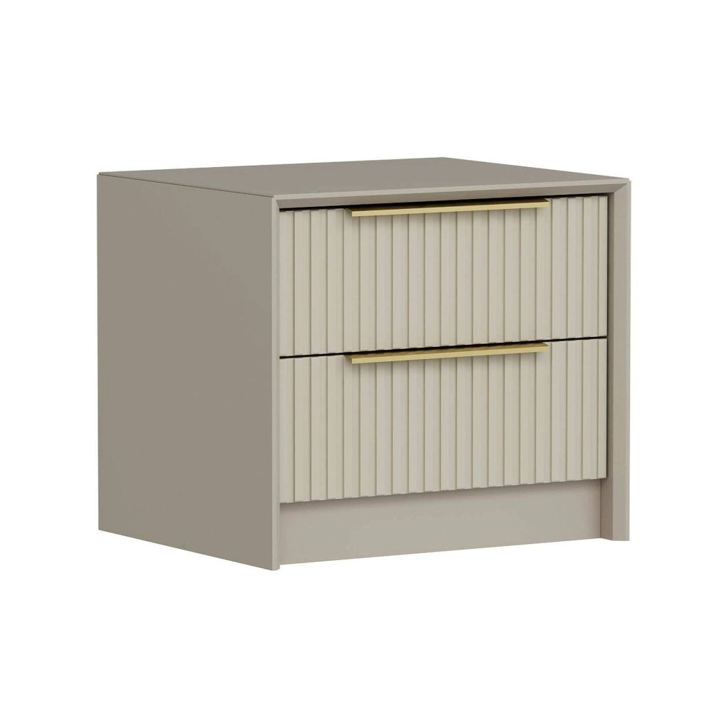 Moke, Comodino 2 Cassetti, 53x45x45h cm Grigio Cemento