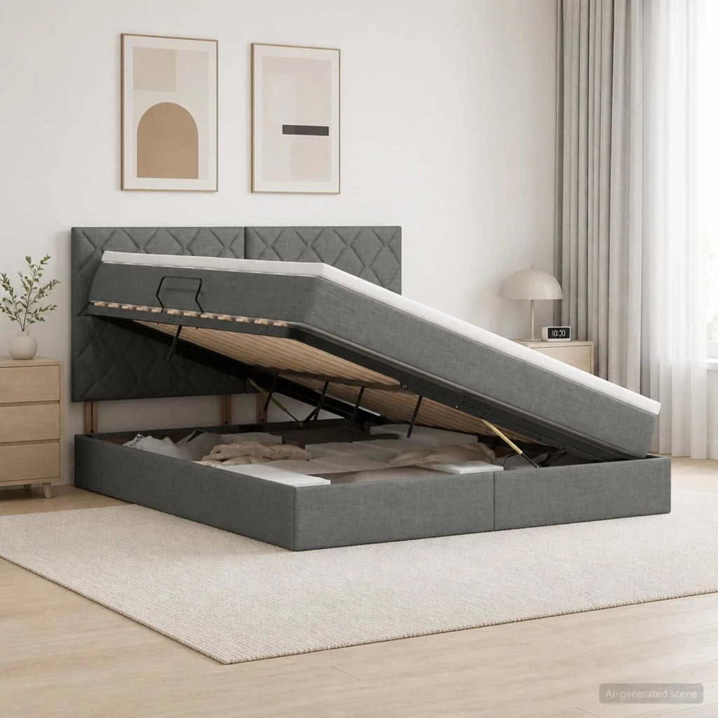 Letto con contenitore LED e materasso Grigio Scuro 180 x 200 cm 3460024