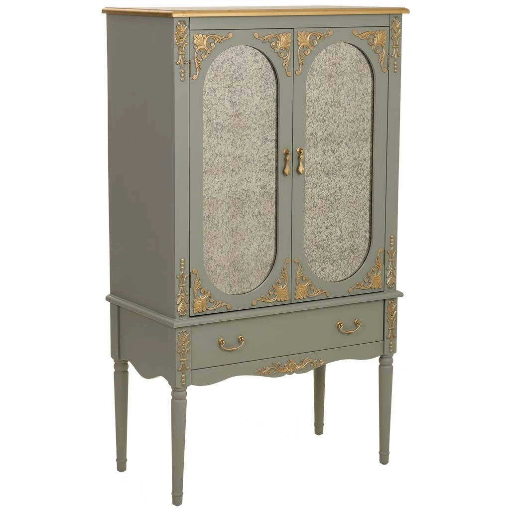 Armadio in legno Verde con 1 cassetto e 2 ante, 80x42x140h cm