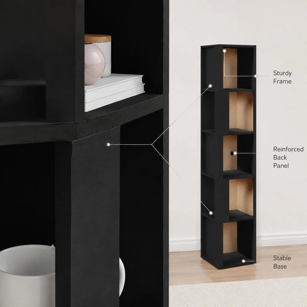 Corner Shelf, Black, 33x33x164.5 Cm, Wood-based Material