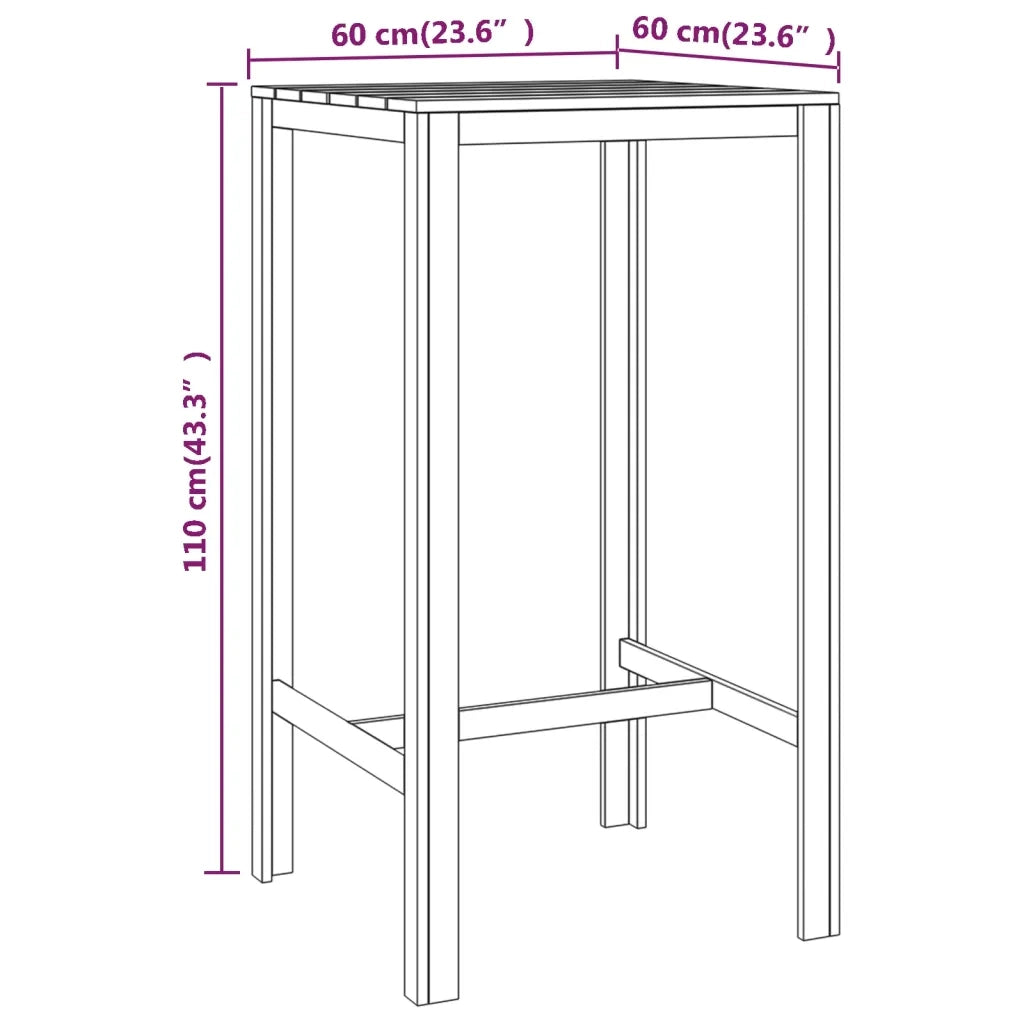 Tavolo da Bar 60x60x110 cm in Legno di Pino Impregnato cod mxl 34287