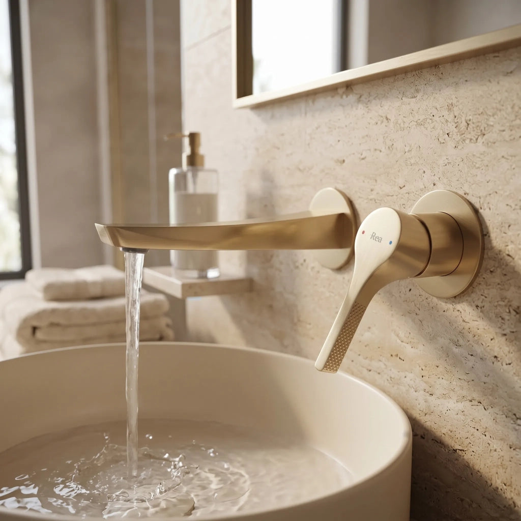 Miscelatore Lavabo Da Incasso Rea Maxim Brush Gold + Box