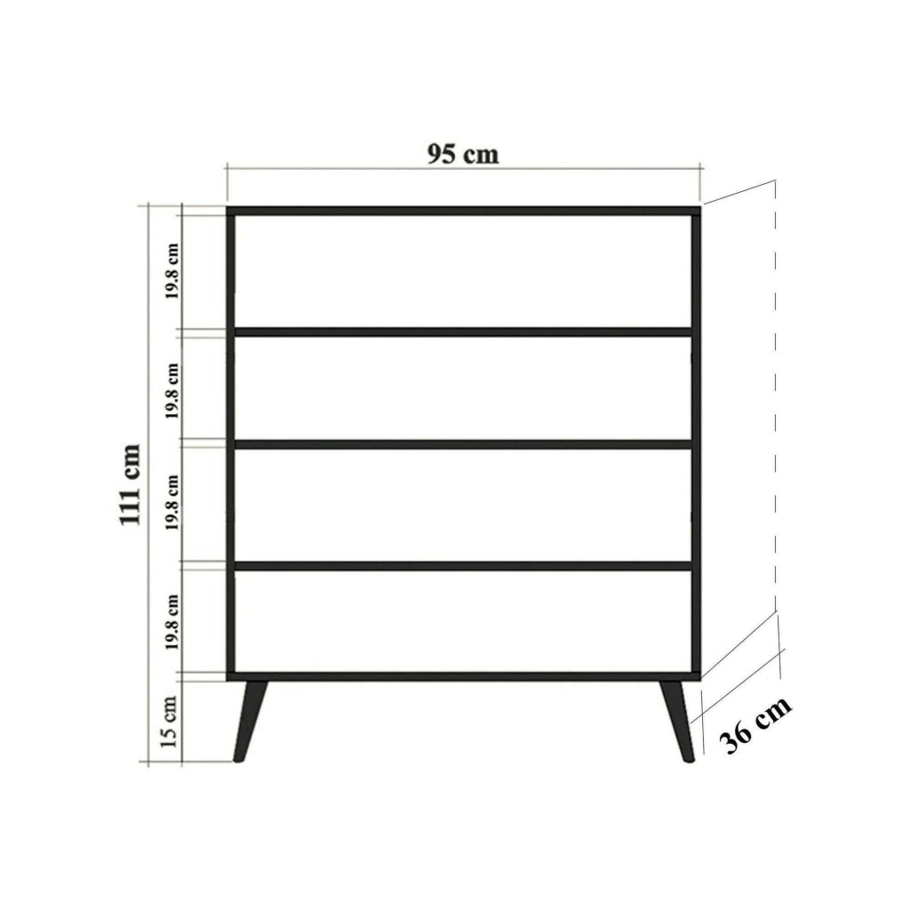 Credenza Agyemang, Buffet da soggiorno, Madia da salotto, Dispensa da cucina, 95x36h111 cm, Quercia