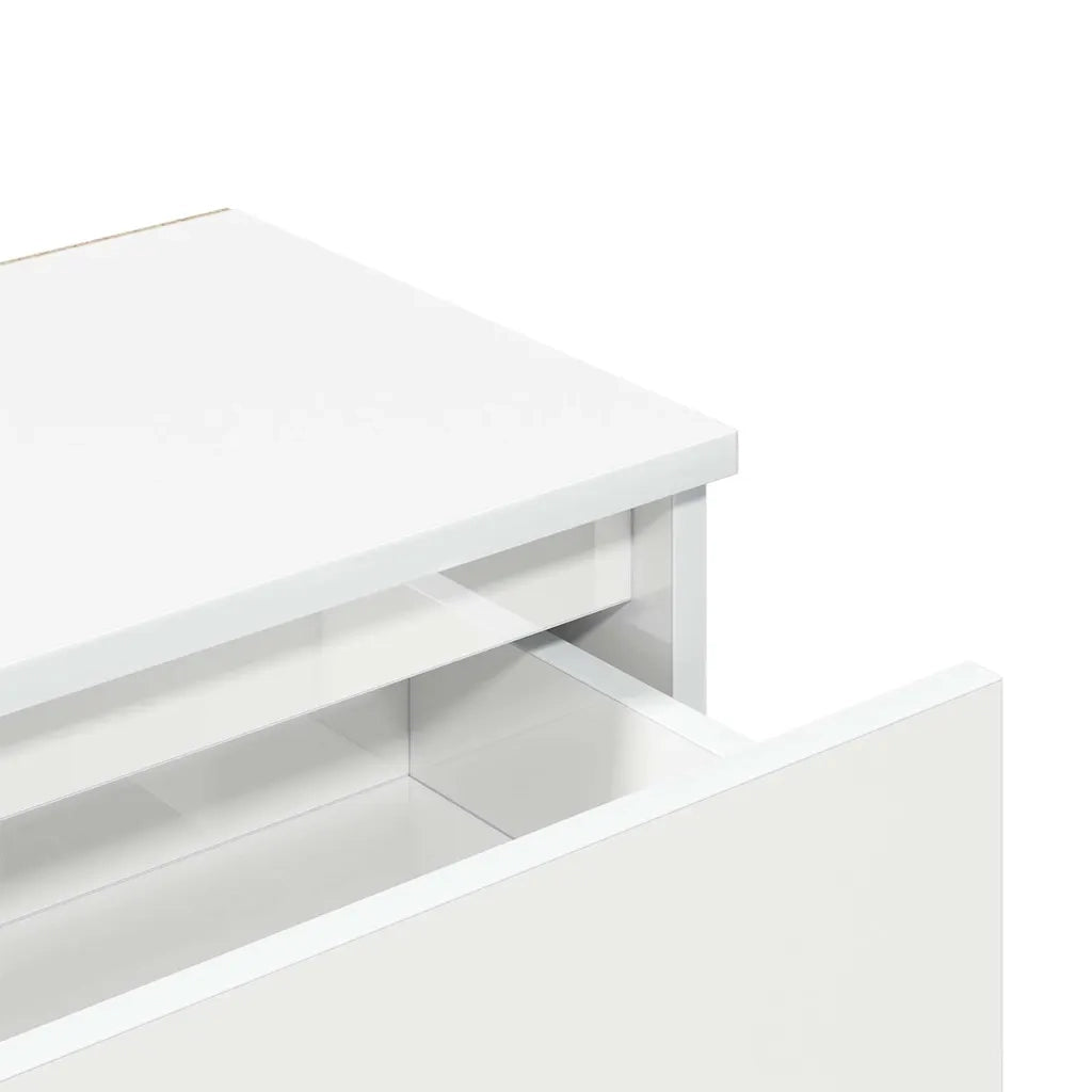 Set di 2 Comodini | Armadio da Notte | Mobiletto da notte Bianco Lucido 40x30x39 cm in Legno Multistrato