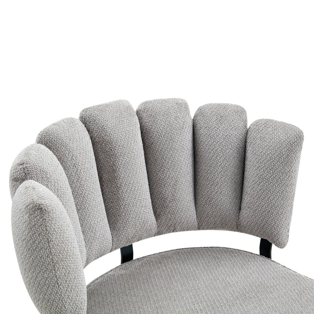 Set tavolo da pranzo e sedie con 1 tavolo rotondo e 4 sedie; 2 ripiani; in tessuto grigio; MDF e metallo nero