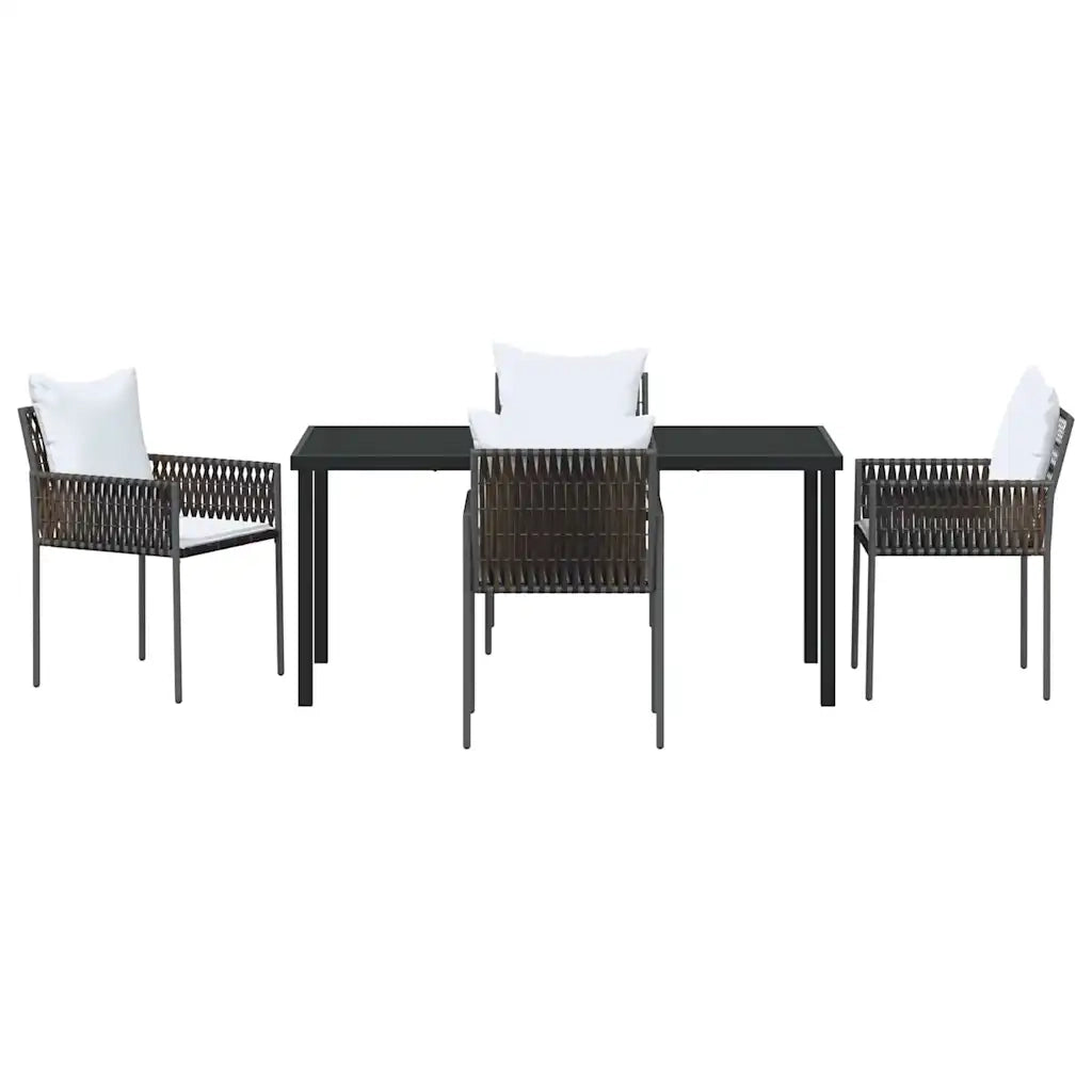 Set da Pranzo per Giardino 5 pcs Marrone e Nero Rattan in PE 3379096