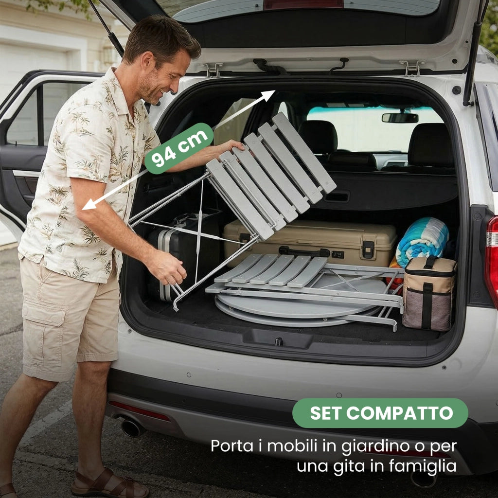 Set di mobili da balcone ORION Tavolo rotondo e 2 sedie in elegante grigio