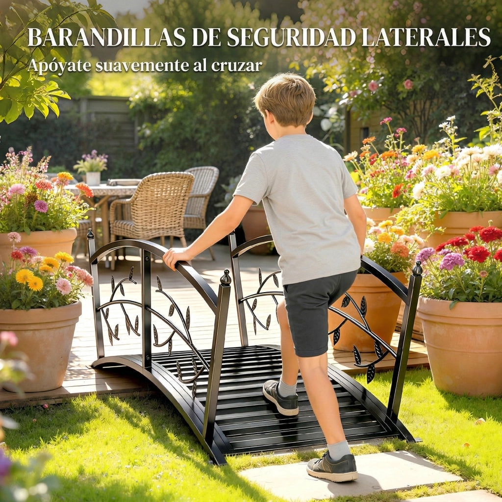Ponte da Giardino Metallico con Ringhiera ¨C zephmum ¨C 120 cm Colore Nero
