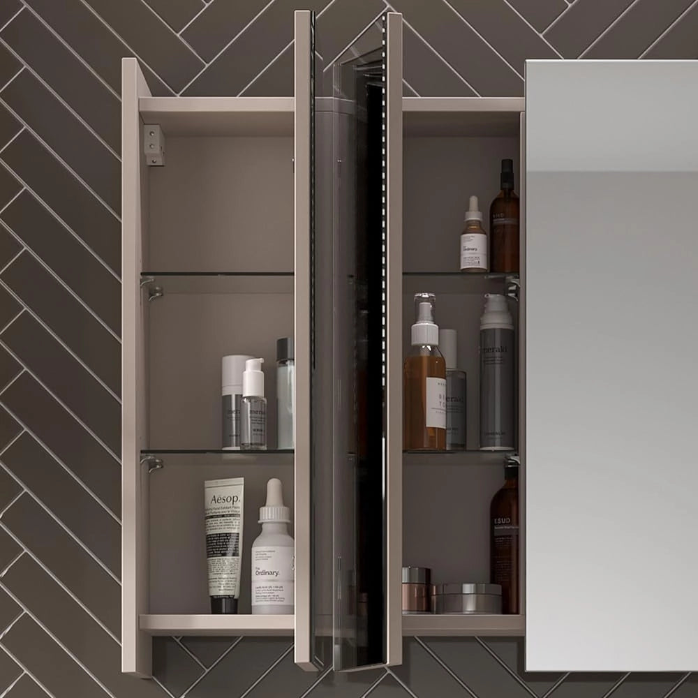 Specchio contenitore bagno Majest, Cachemire, 67.4 x 68 cm con 3 porte a specchio
