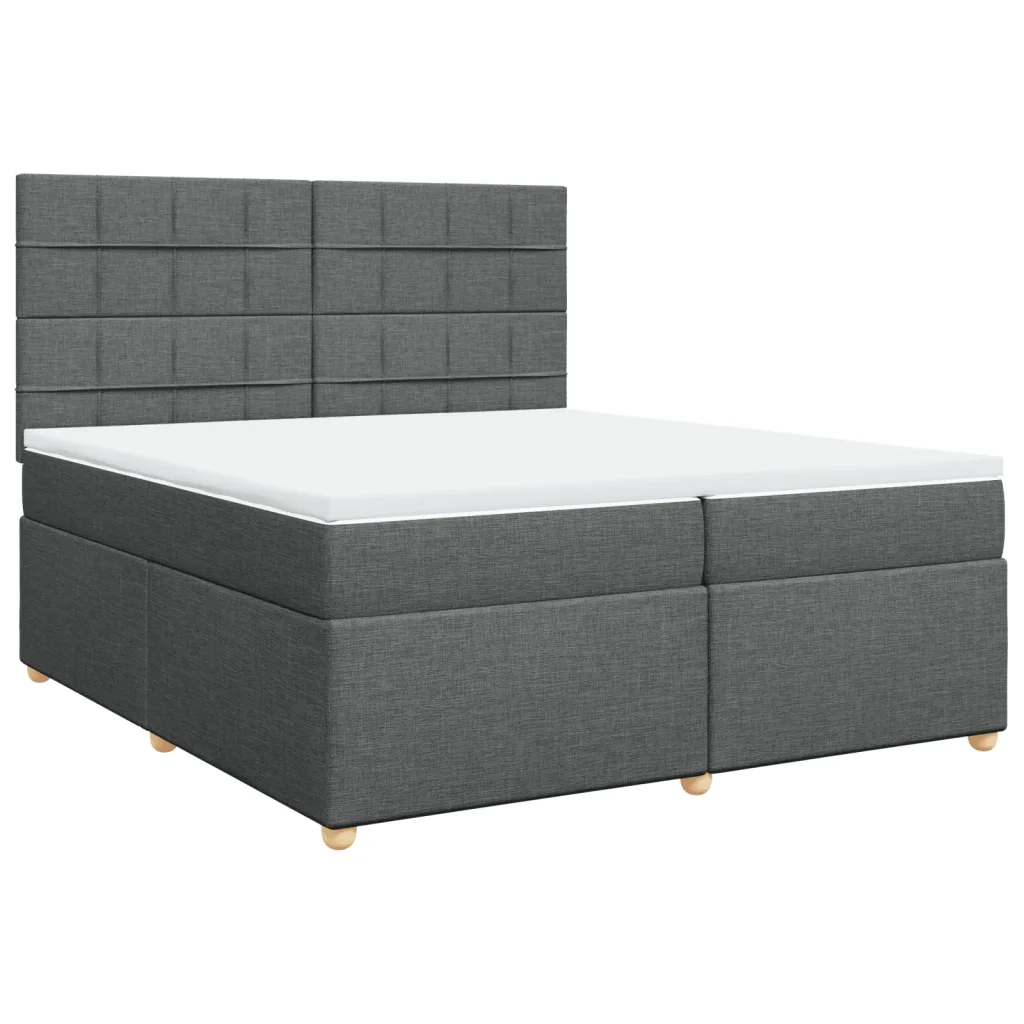 Giroletto a Molle con Materasso Grigio Scuro 200x200 cm Tessuto