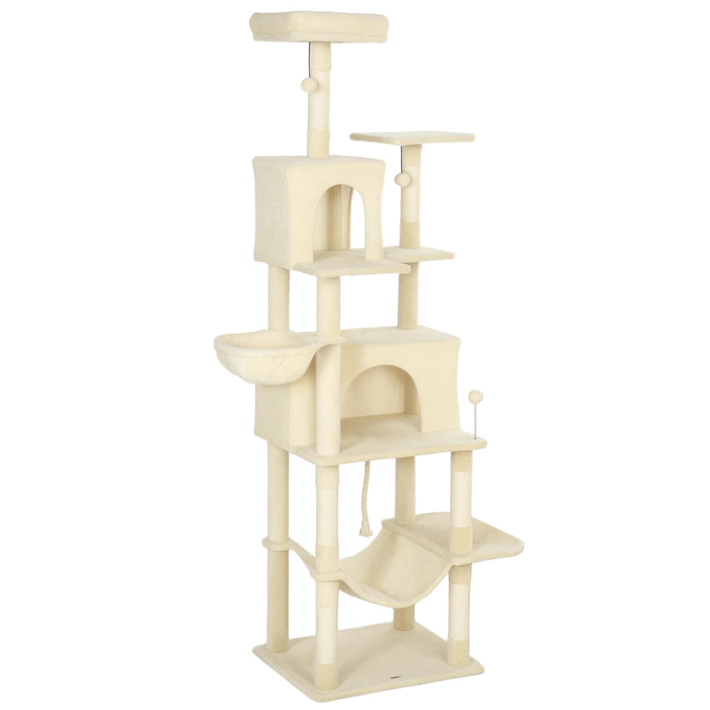 Albero tiragraffi per gatti con torre piattaforma scalatore e letto ¨C zephmum ¨C 60x48x202 cm beige