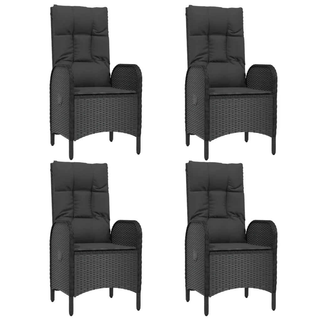 Set da Pranzo da Giardino 5 pz Nero con Cuscini in Polyrattan 3185070