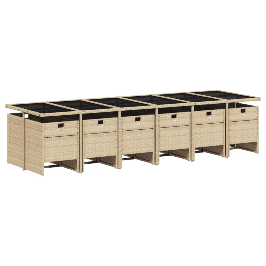 Set Pranzo da Giardino 13 pz con Cuscini Beige Misto Polyrattan 3277715