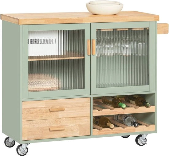 Palet con Lame in Legno di Gomma e Spazio di Rifornimento - Porta Bottiglie e Fusti - 109x38x92cm