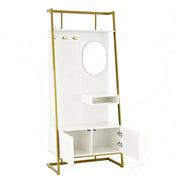 Mobile d'Ingresso con Specchio; 2 Ante; Ripiano Aperto e Ganci in Metallo; Stile Moderno; in MDF; 78??38;5??180;5 cm; Bianco