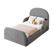 Letto singolo bambino 90×200 cm con contenitore idraulico; sponde e testiera alta; senza materasso; grigio