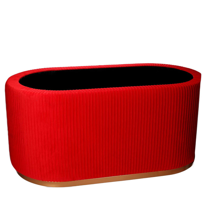 Pouf Contenitore 82x42xh41 cm in Tessuto Velluto Rosso
