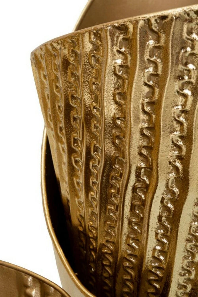 Set di 3 vasi Morrone, Complemento d'arredo, Anfora, Accessorio d'arredo, 39x42 h75 cm, Oro