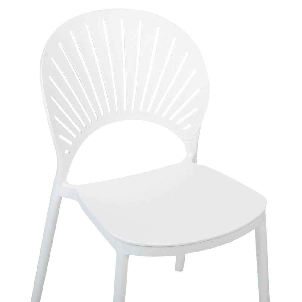 Set di 4 sedie da pranzo in plastica bianco per interni ed esterni da giardino impilabili in stile minimalista