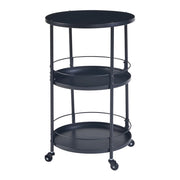 Carrello di servizio mobile contenitore per cucina/soggiorno con 3 ripiani rotondi 75 x 45 cm metallo nero 03_0009227