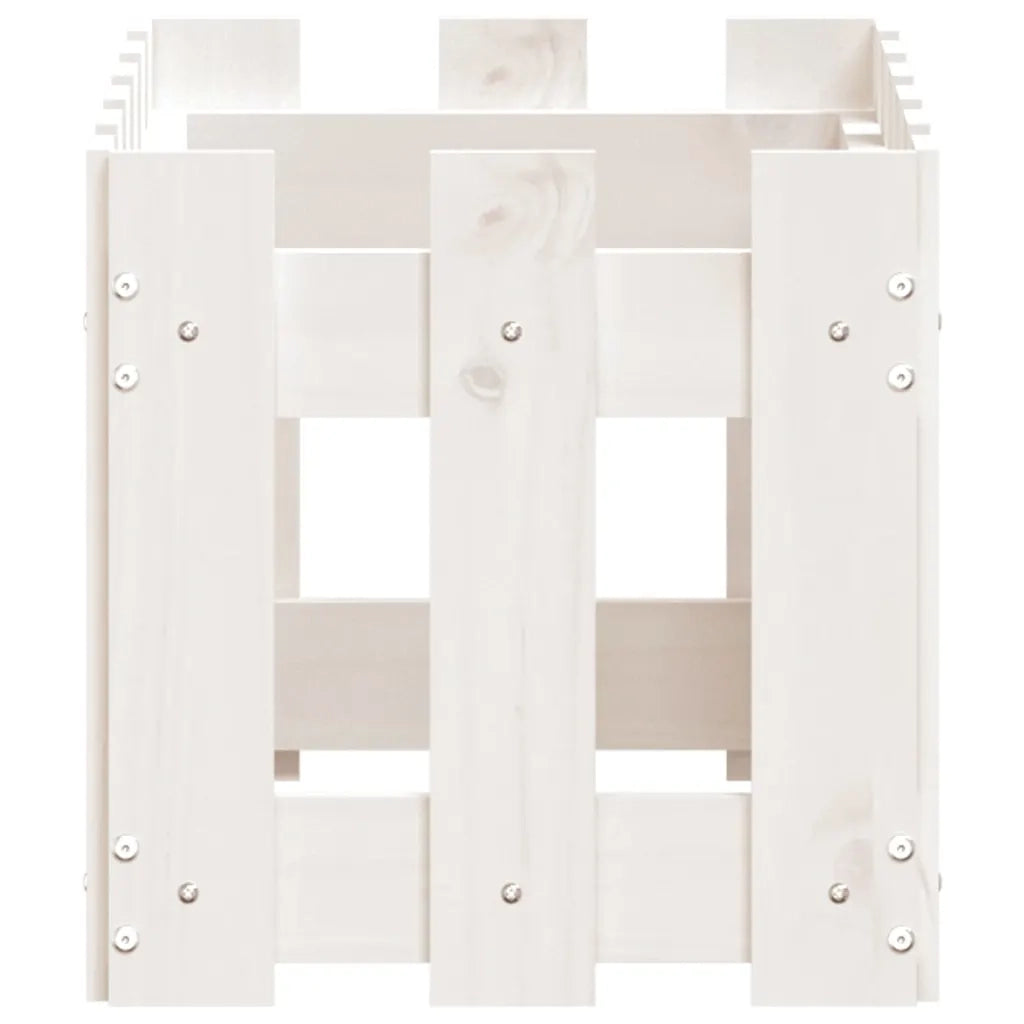 Fioriera | Cassetta per fiori | Vaso Giardino a Recinzione Bianco 60x30x30 cm Massello Pino