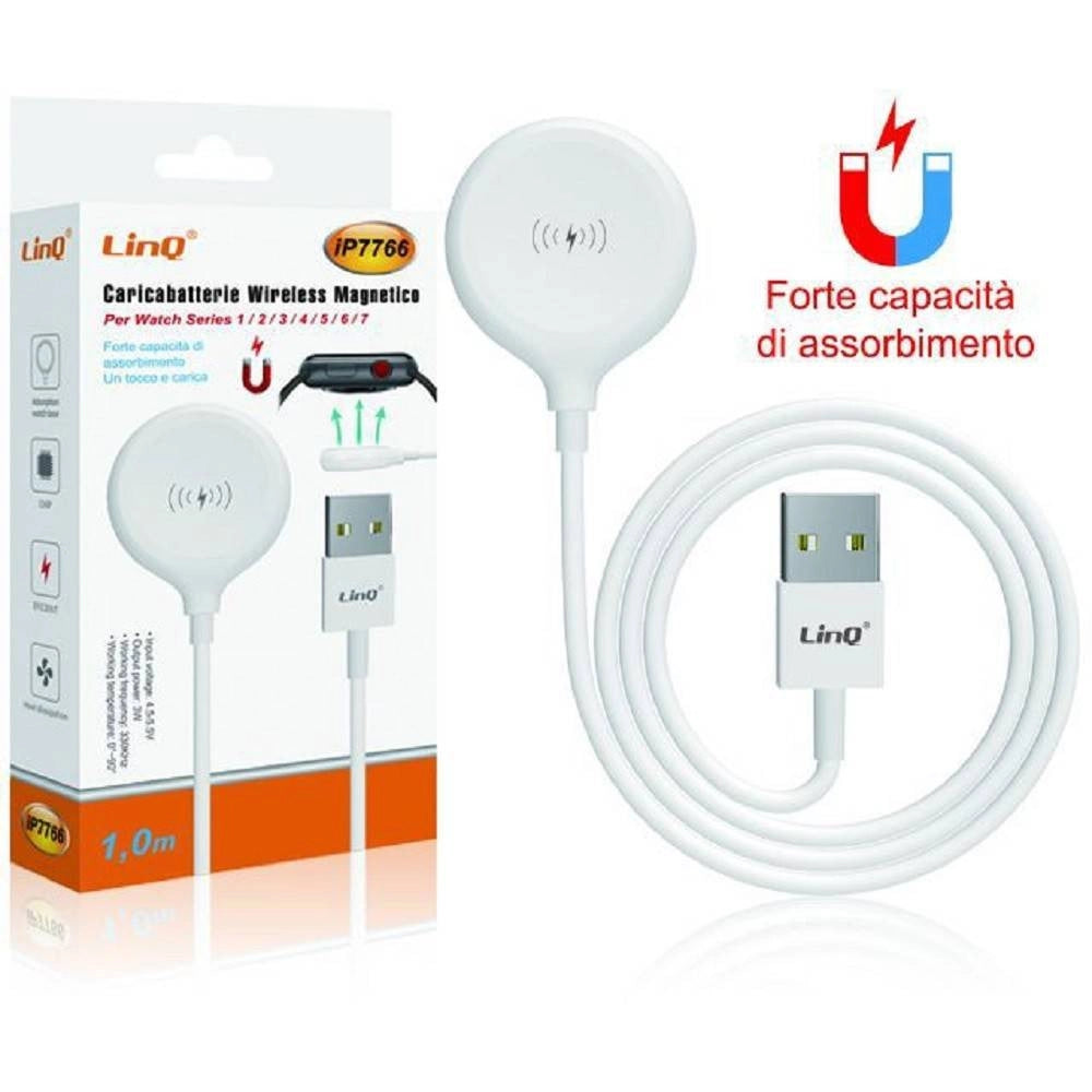 Trade Shop - Caricabatterie Wireless Magnetico Per Watch Potenza 3w Cavo Usb 1 Metro Ip7766 -