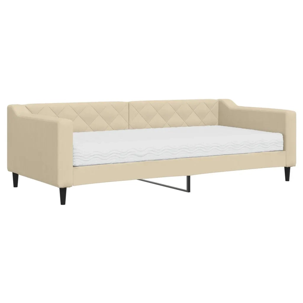 Divano Letto con Materasso Crema 90x200 cm in Tessuto 3197412