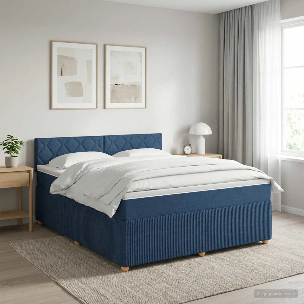 Letto box spring con materasso Blu 180 x 200 cm Tessuto 3451537