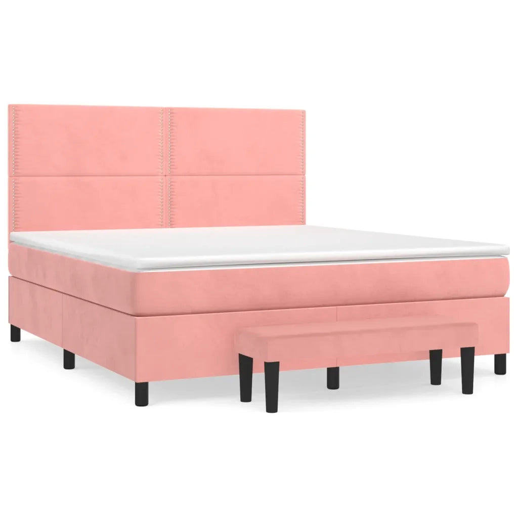 Giroletto a Molle con Materasso Rosa 160x200 cm in Velluto 3137796