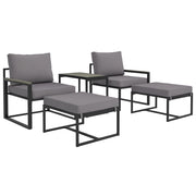 Set Divano da Giardino 2 Posti con Tavolino e Cuscini ¨C Zephmum ¨C Grigio Polyrattan
