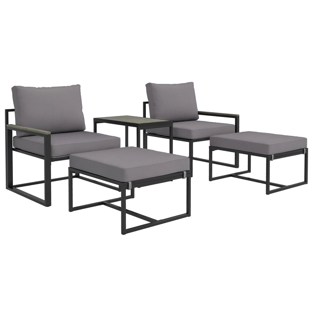 Set Divano da Giardino 2 Posti con Tavolino e Cuscini ¨C Zephmum ¨C Grigio Polyrattan