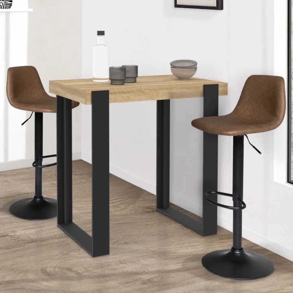 IDMarket - Tavolo da bar PHOENIX in legno e nero 90 cm