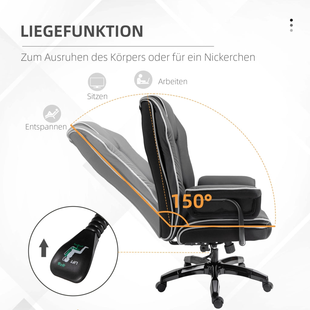 Sedia da ufficio ergonomica con schienale regolabile e braccioli ¨C zephmum ¨C nero similpelle