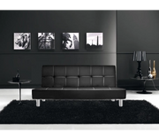 Divano letto 3 posti, reclinabile in ecopelle nero 180x92cm Sicorage Soffy