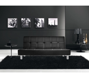 Divano letto 3 posti, reclinabile in ecopelle nero 180x92cm Sicorage Soffy