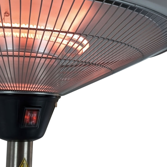 Stufa Elettrica Fungo Riscaldante Infrarossi Saturno Esterno-Interno Regolabile Argento