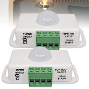 2 pezzi di sensore infrarosso PIR: DC 12 V 24 V interruttore di movimento automatico per esterno - Bianco