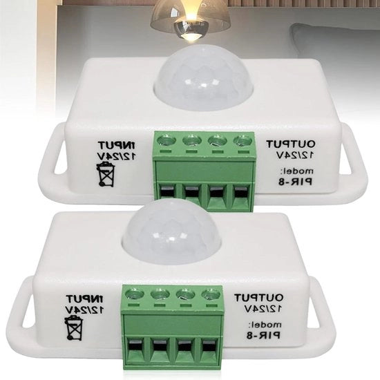 2 pezzi di sensore infrarosso PIR: DC 12 V 24 V interruttore di movimento automatico per esterno - Bianco