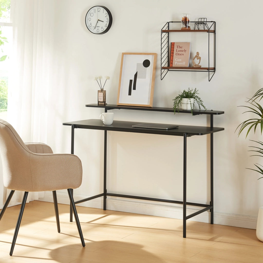 Scrivania Samnanger con Ripiano in Alto 120 x 55 x 88 cm -  Nero [en.casa]