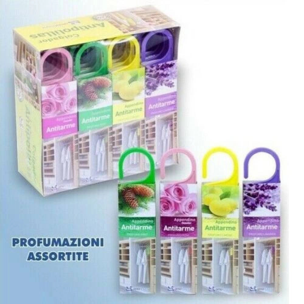 Trade Shop - Set 24 Pezzi Anti Tarme Profumato Con Gancio Deodorante Varie Fragranze -