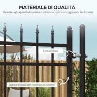 Cancelletto di Sicurezza con Serratura, 3 Chiavi e 2 Paletti, in Acciaio Zincato, 107x204 cm, Nero