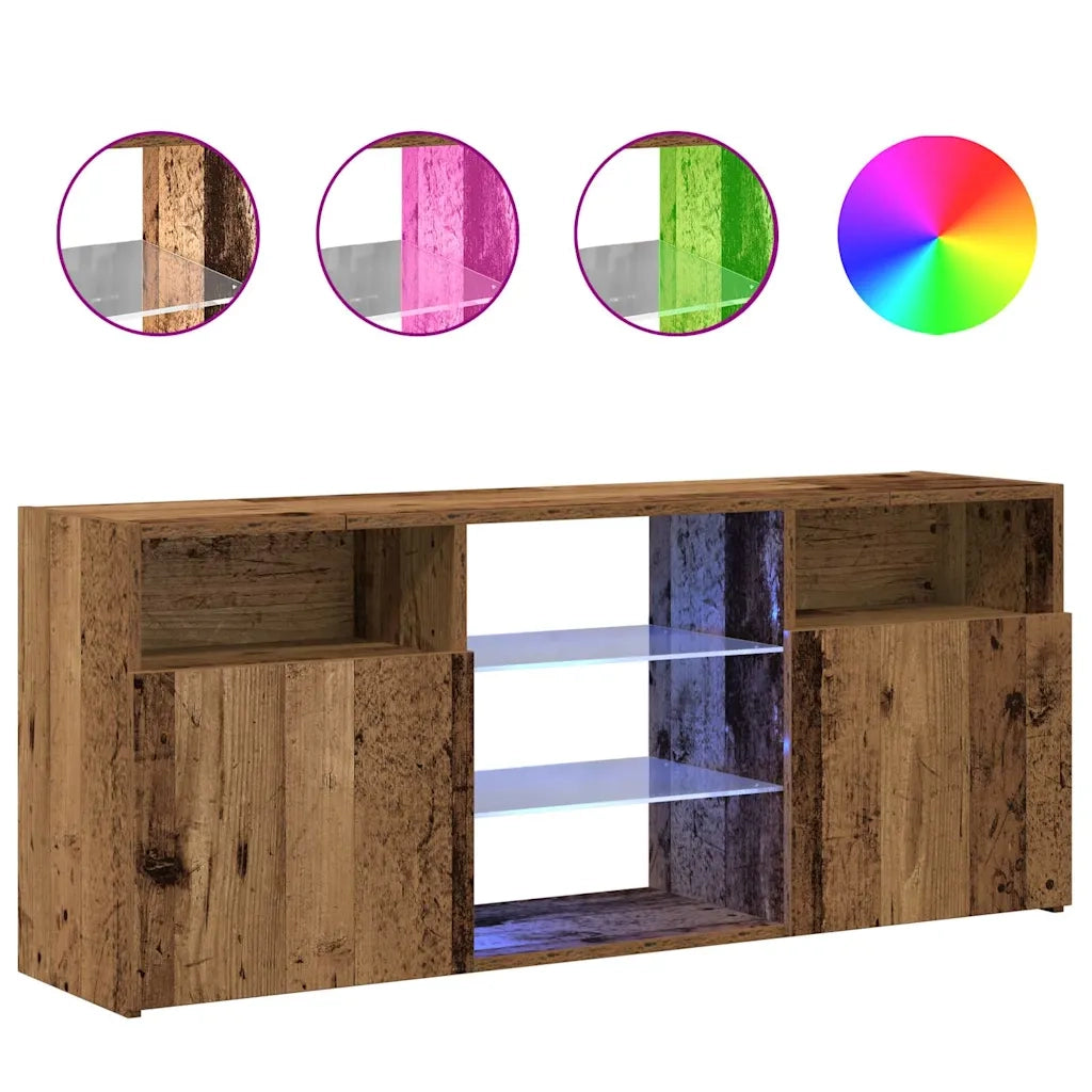 Mobile Porta TV con LED Legno Antico 120x30x50 cm Multistrato 856351