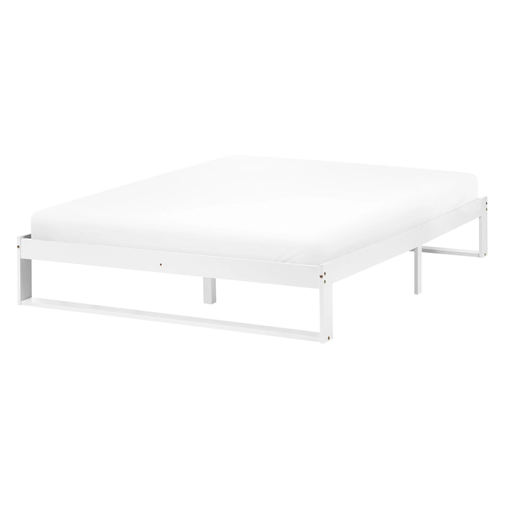 Letto matrimoniale in legno di pino 140 x 200 cm bianco stile minimalista
