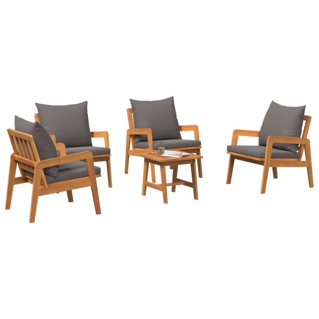 Set bistrot con cuscino 5 pcs Marrone Legno di Acacia Massello 3328612