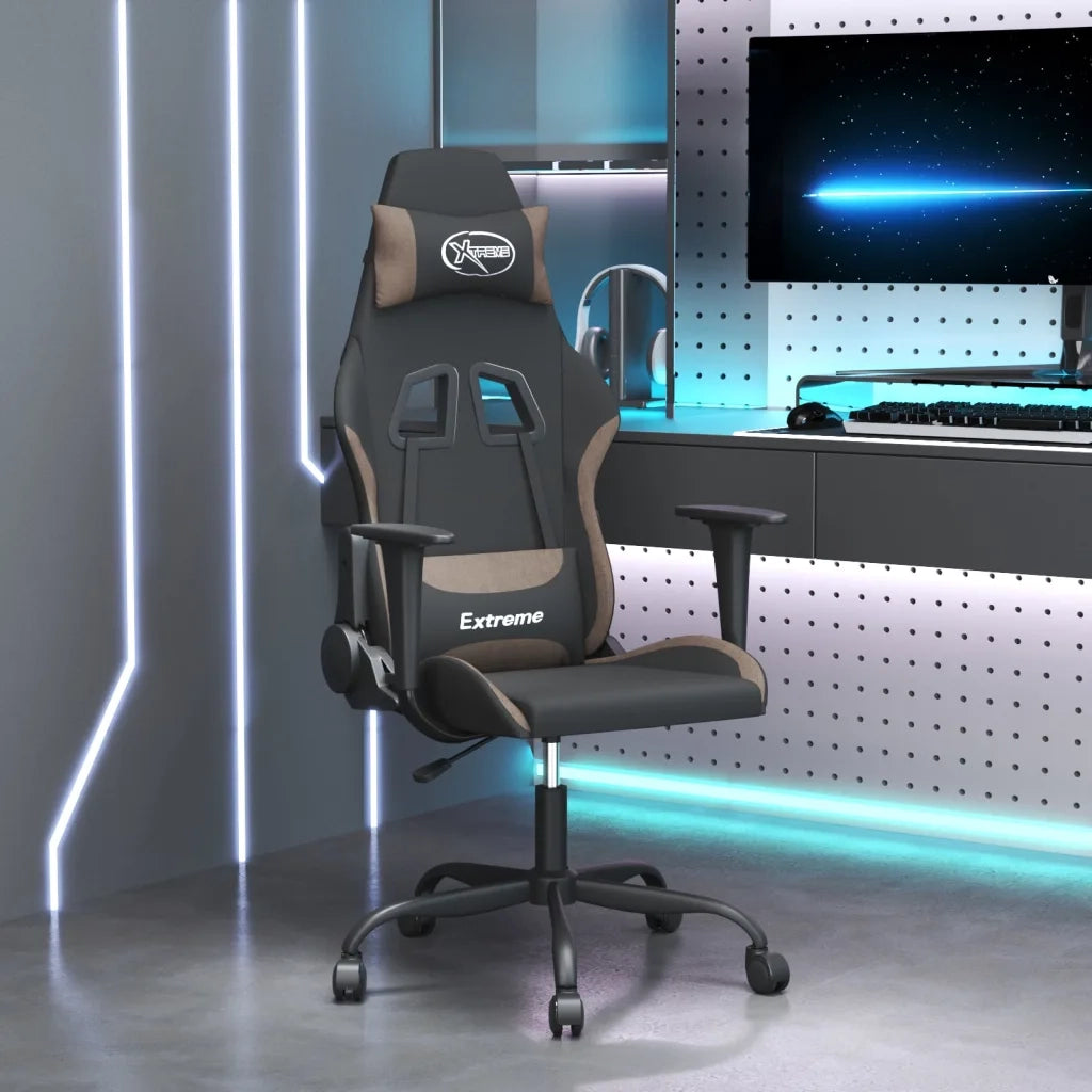 Sedia da Gaming | Sedia da e-sports Nero e Tortora in Tessuto